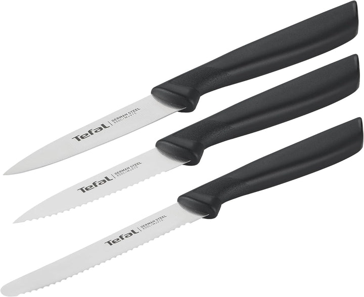 Tefal K2733S Colorfood Messerset 3-teilig | Universalmesser (10 cm)/Schälmesser (8 cm) gezahnt, Schä