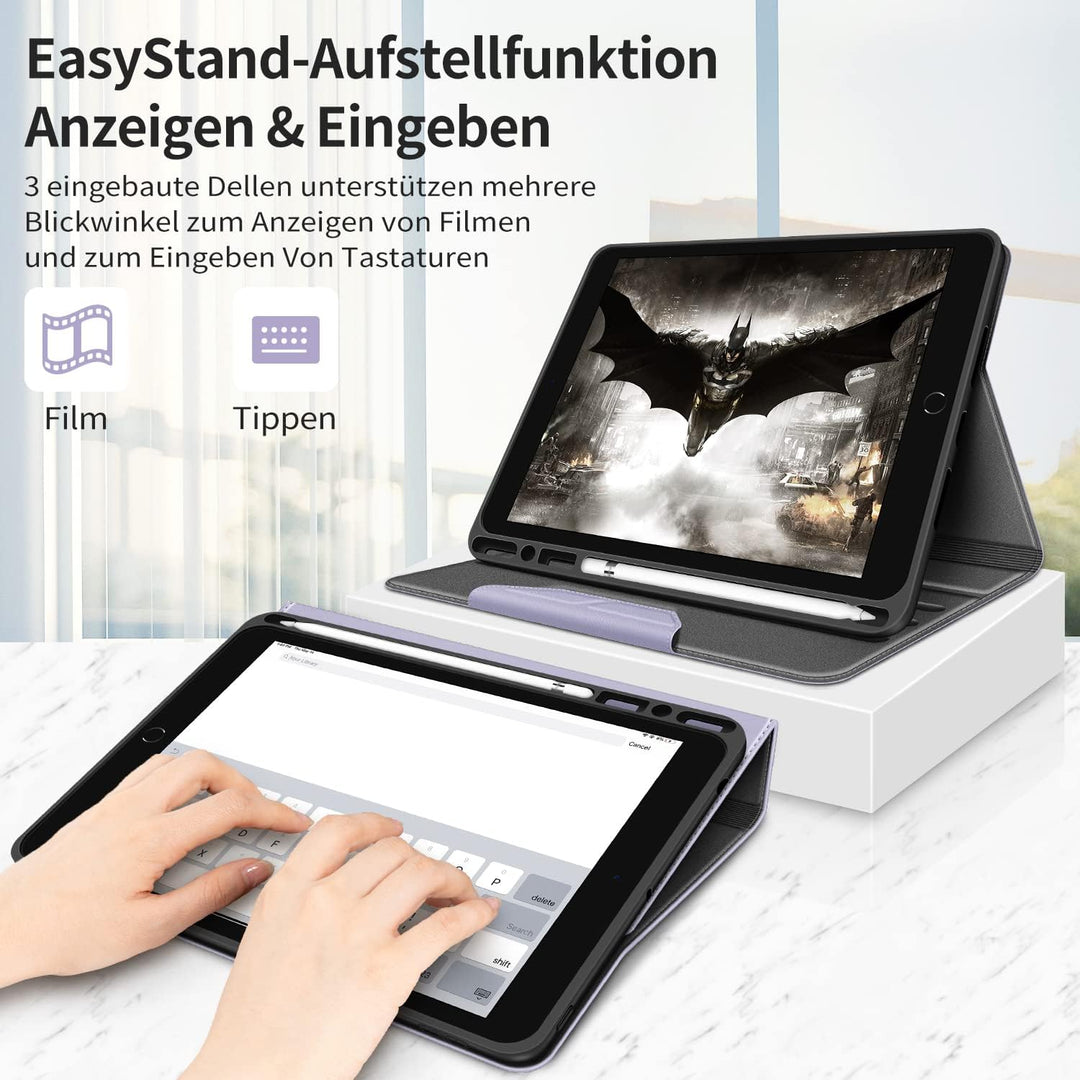 HOLIMET iPad 9. Generation Hülle (2021) mit Stifthalter, iPad 8/7. Gen (2020/2019) PU-Leder Case TPU