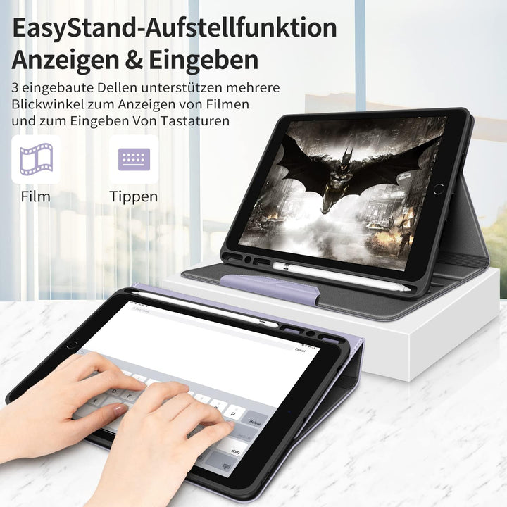 HOLIMET iPad 9. Generation Hülle (2021) mit Stifthalter, iPad 8/7. Gen (2020/2019) PU-Leder Case TPU