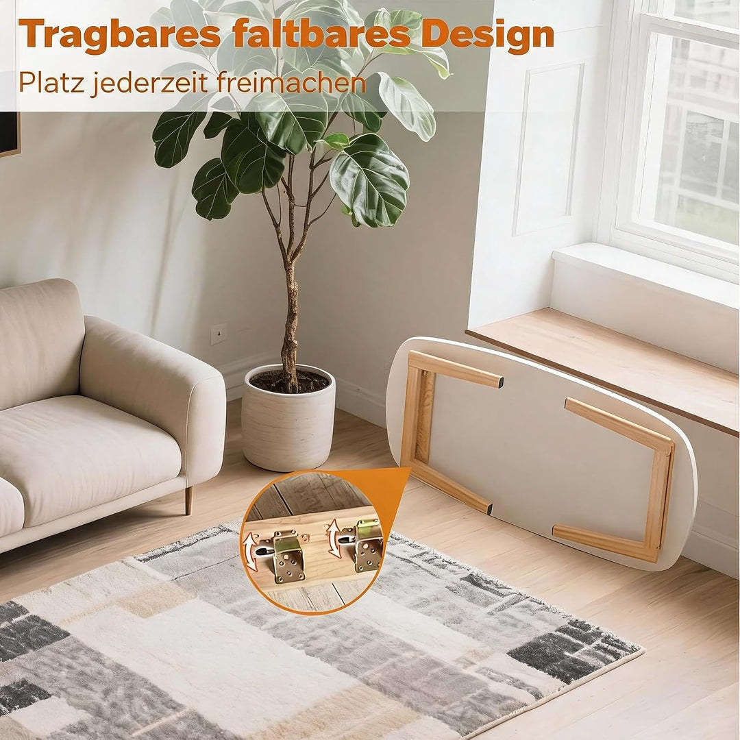 Couchtisch Klappbarer, Wohnzimmertisch Klein Holz, Tisch-Bein-Schnallendesign, Keine Montage erforde
