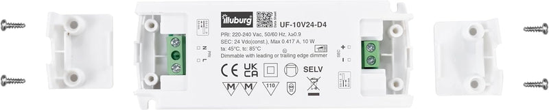 illuburg LED Trafo 24V Dimmbar Triac Flach 4W - 10W für LED Strip Lampe LED Netzteil Treiber Transfo