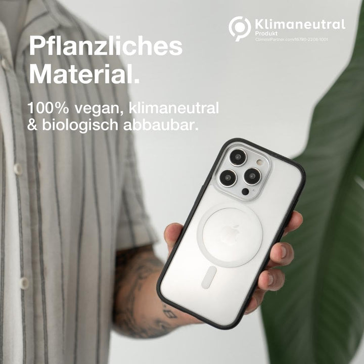 Woodcessories - Magnetisches Bio Clear Case transparent für iPhone 15 Pro Max kompatibel mit MagSafe