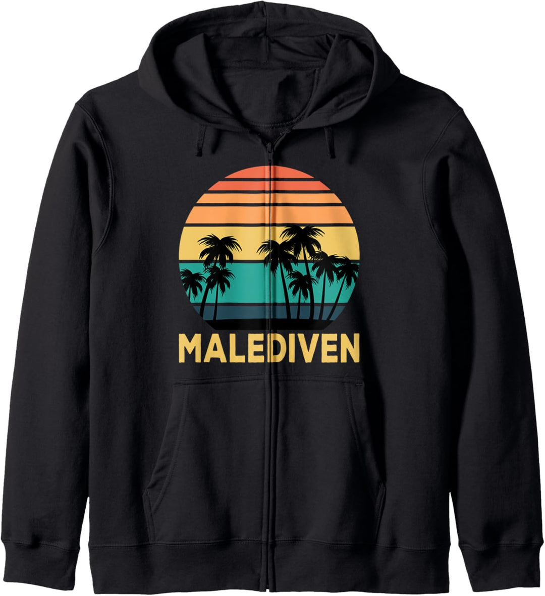 Retro Malediven Maldives Palmen Urlaub Sommer Meer Kapuzenjacke