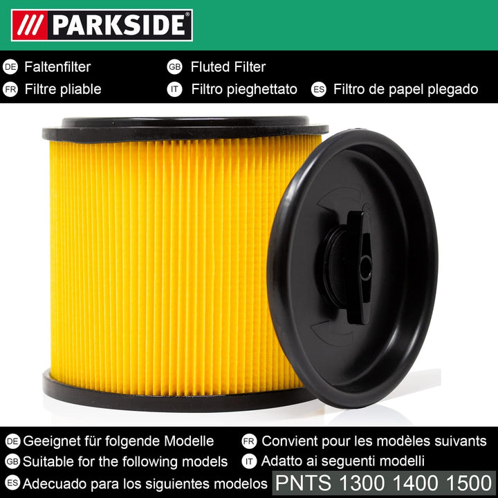 Original Parkside Faltenfilter mit Bajonett Deckel für Nass Trocken Sauger PNTS 1300 C3 IAN 102791,