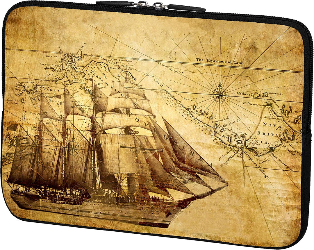 PEDEA Design Schutzhülle Notebook Tasche bis 13,3 Zoll (33,7cm) mit Design Mauspad, Sailing Ship