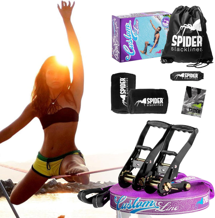 SPIDER SLACKLINE TKSA5 - Custom Slackline Kit erfahrene Slackliner oder Anfänger - Komplettset mit G