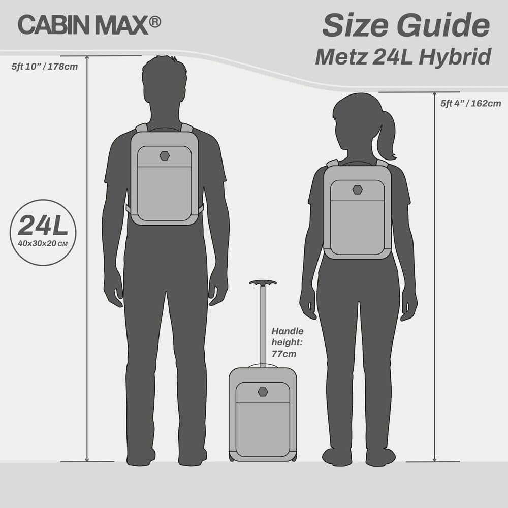 Cabin Max Metz 24L Handgepäck Tasche 40x30x20 cm – Bordgepäck für Ryanair, Wizz Air, EasyJet, Eurowi