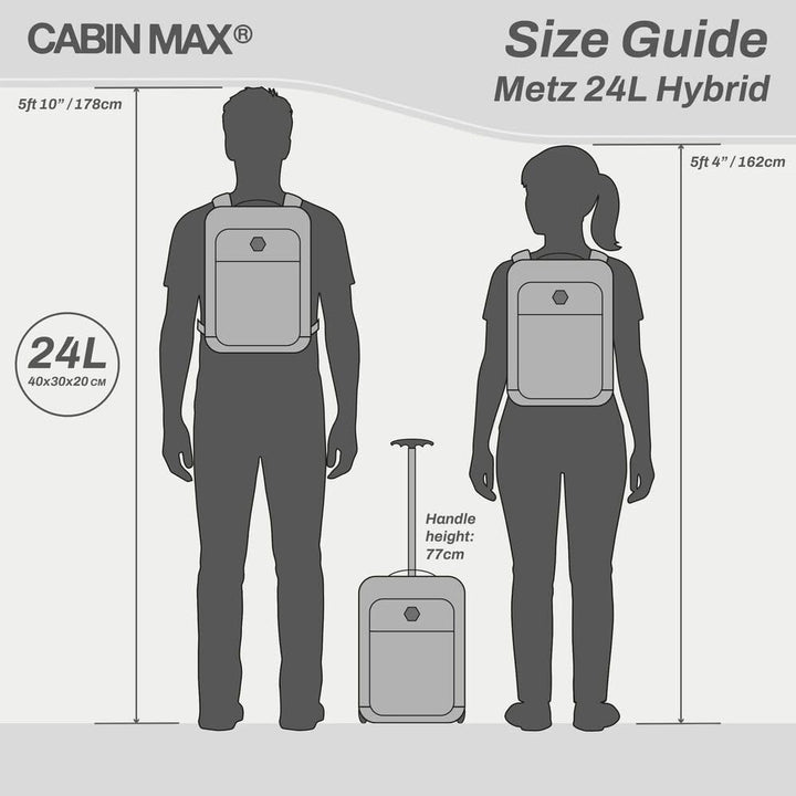 Cabin Max Metz 24L Handgepäck Tasche 40x30x20 cm – Bordgepäck für Ryanair, Wizz Air, EasyJet, Eurowi