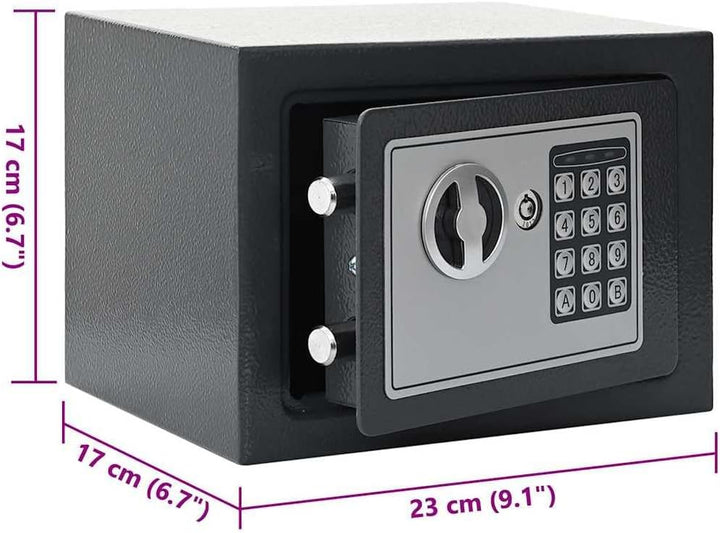 vidaXL Digitaler Safe mit Schloss Dunkelgrau 23 x 17 x 17 cm Stahl, Heim-Büro, moderner digitaler Sa