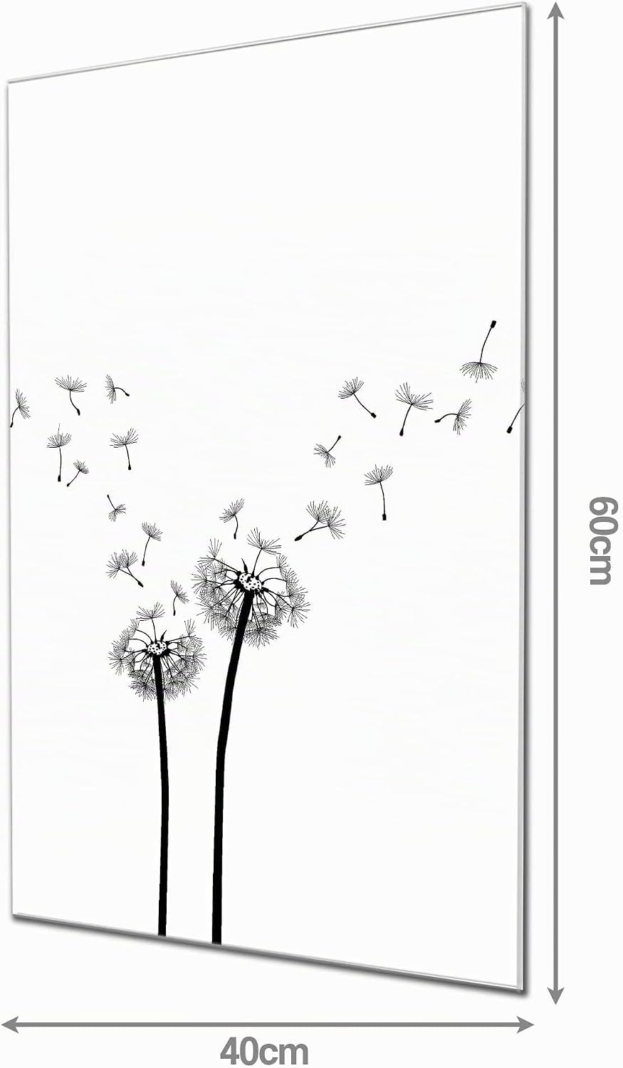 banjado® Glas Magnettafel mit 4 Magneten - Magnetwand 40x60cm mit Motiv Pusteblume 2 - Memoboard/Pin