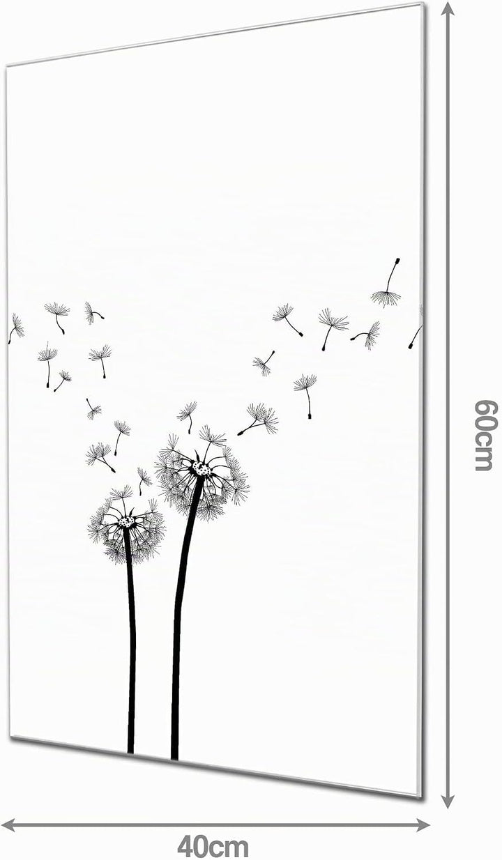 banjado® Glas Magnettafel mit 4 Magneten - Magnetwand 40x60cm mit Motiv Pusteblume 2 - Memoboard/Pin