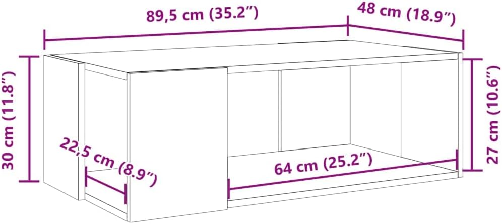 vidaXL Couchtisch, Beistelltisch mit Stauraum, Kaffeetisch Sofatisch für Wohnzimmer, Teetisch Tisch