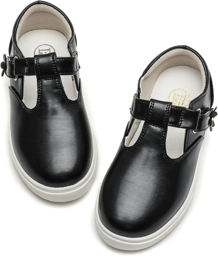 Mädchen T-Spangen Mary Jane Ballerinas Taufschuhe, Schwarz