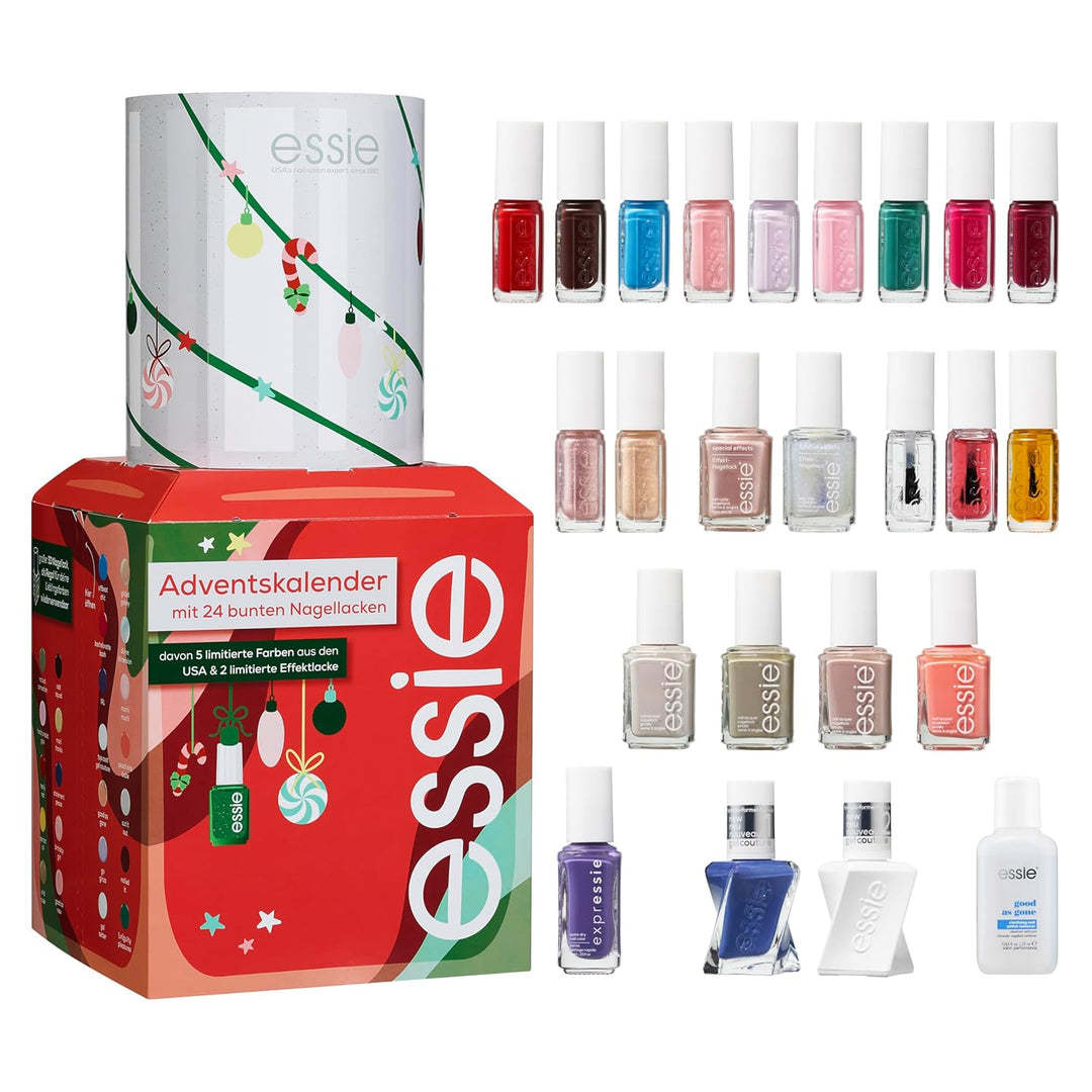 essie Adventskalender 2024 (24-teilig) – Nagellack-Set mit Nagelpflege, inkl. 7 limitierter Nagellac