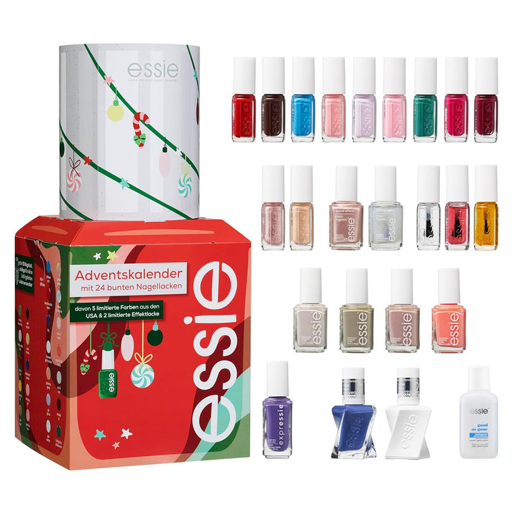 essie Adventskalender 2024 (24-teilig) – Nagellack-Set mit Nagelpflege, inkl. 7 limitierter Nagellac