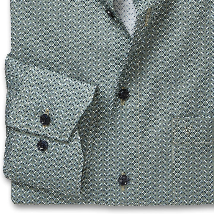 Marvelis Herren Businesshemd Langarm 722584,Rotationsdruck,Modern Fit,New Kent 43 Oliv 47, 43 Oliv 4