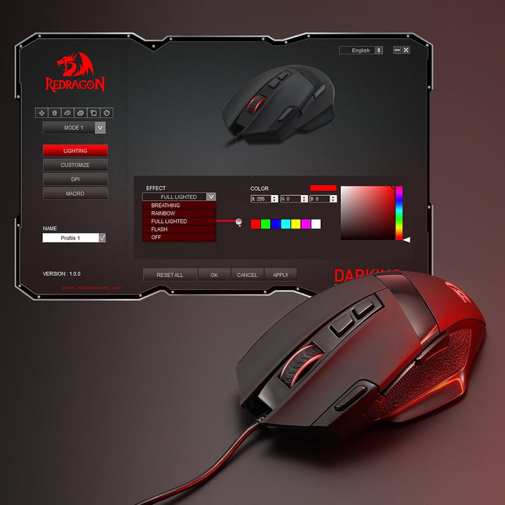 Redragon M619 RGB Gaming Maus Kabelgebunden Optisch 12800 DPI | 8 Programmierbare Tasten Ergonomisch