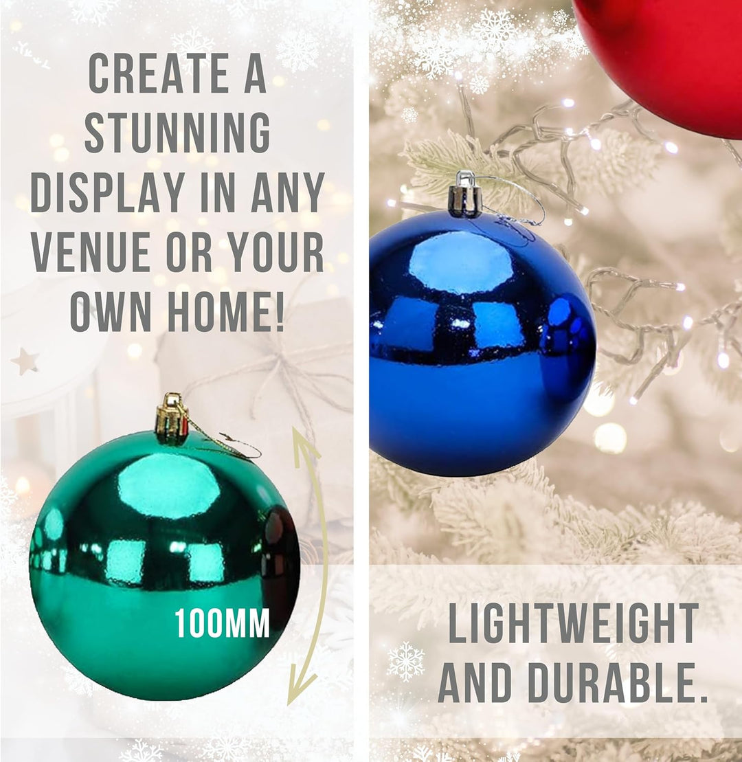Toyland® 10 extra grosse Christbaumkugeln in 100 mm Farbe - Christbaumschmuck (Sortiert), Sortiert