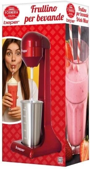Beper - Elektrischer Standmixer für Milchshakes, Frappés, Smoothies und Cocktails, 2-Gänge, Aluminiu