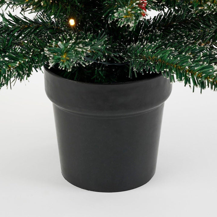 Black Box Trees Creston Künstlicher Weihnachtsbaum im Topf mit LED-Beleuchtung – H90 x Ø50 cm – Grün
