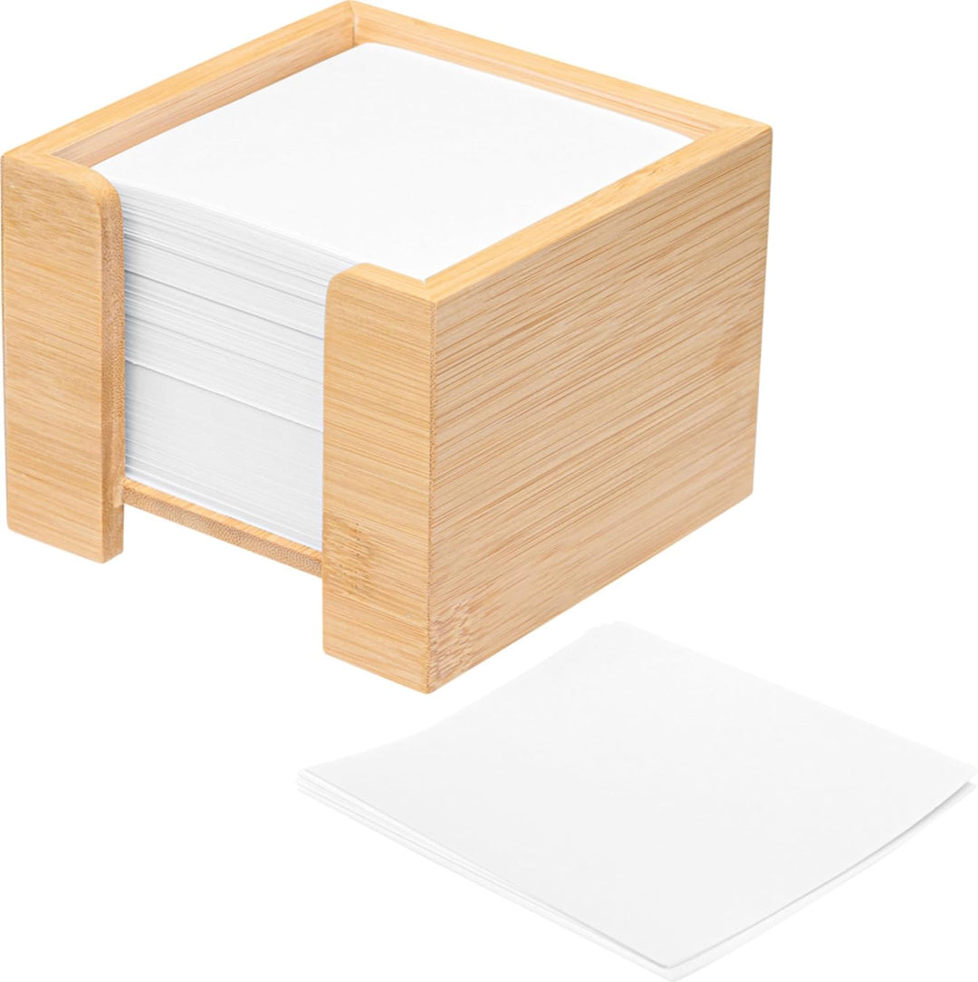 Zettelbox Bambus, nachhaltiger Zettelkasten Holz, Notizzettel Halter, 900 Blatt holzfreies Papier 70