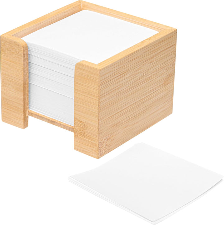 Zettelbox Bambus, nachhaltiger Zettelkasten Holz, Notizzettel Halter, 900 Blatt holzfreies Papier 70