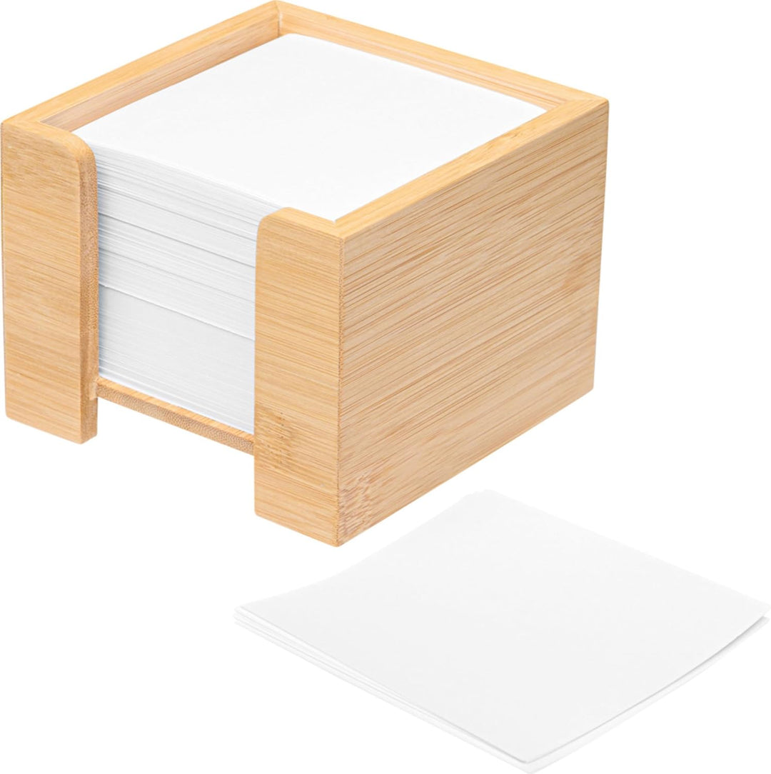 Zettelbox Bambus, nachhaltiger Zettelkasten Holz, Notizzettel Halter, 900 Blatt holzfreies Papier 70