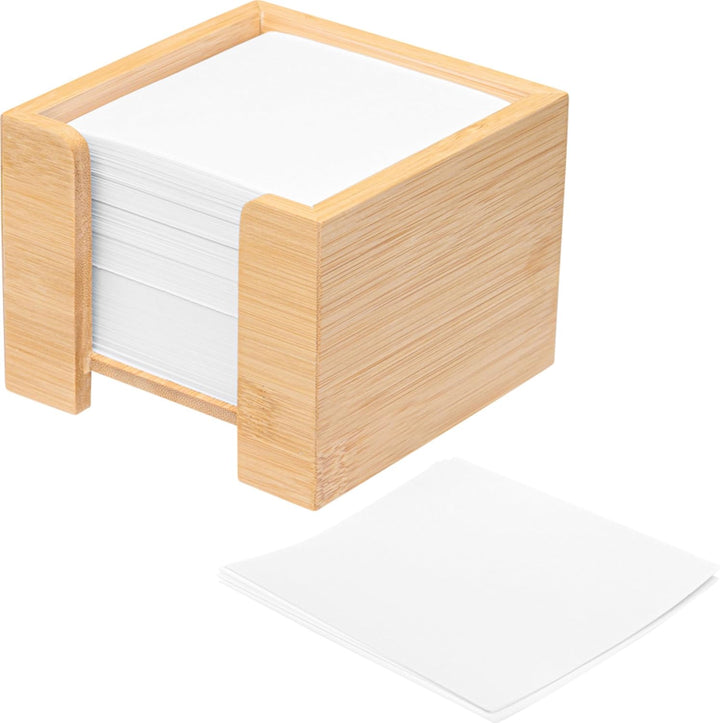 Zettelbox Bambus, nachhaltiger Zettelkasten Holz, Notizzettel Halter, 900 Blatt holzfreies Papier 70