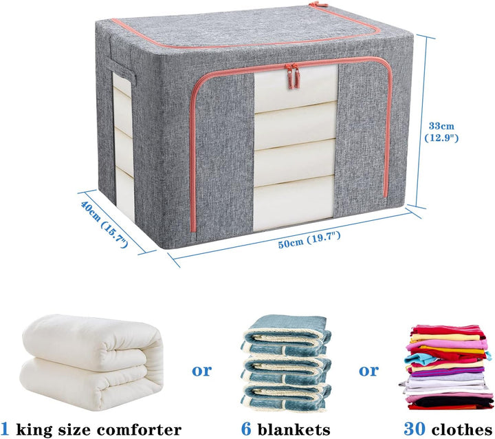 Aufbewahrungsbox 2 Stück, Kleiderschrank Organizer Faltbar Kleideraufbewahrung Box mit Metallrahmen,