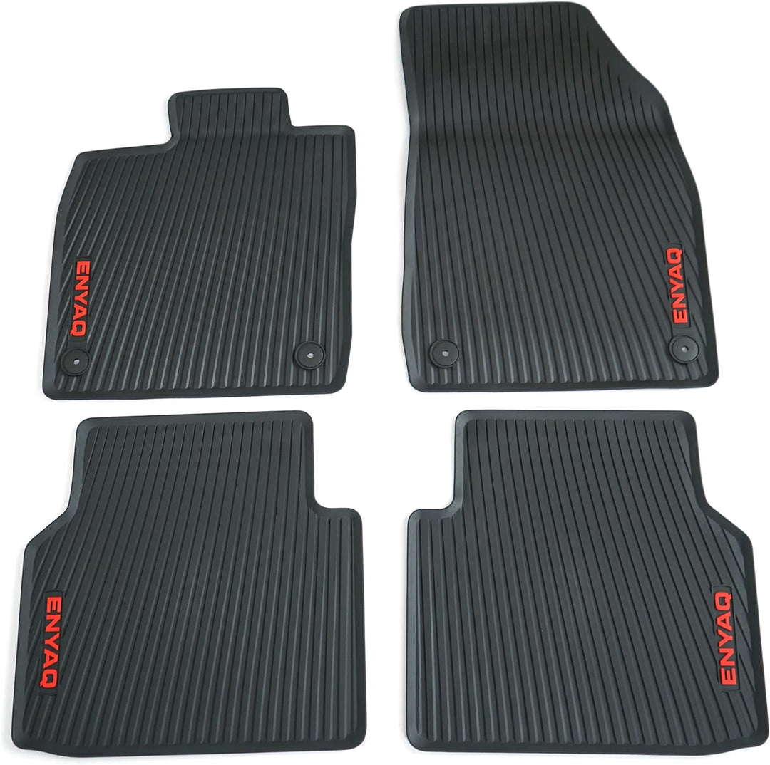 Skoda 5LA061500B Allwetterfussmatten 4X Gummimatten Gummi Fussmatten, mit Enyaq Schriftzug, schwarz/