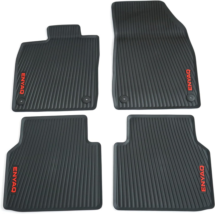 Skoda 5LA061500B Allwetterfussmatten 4X Gummimatten Gummi Fussmatten, mit Enyaq Schriftzug, schwarz/