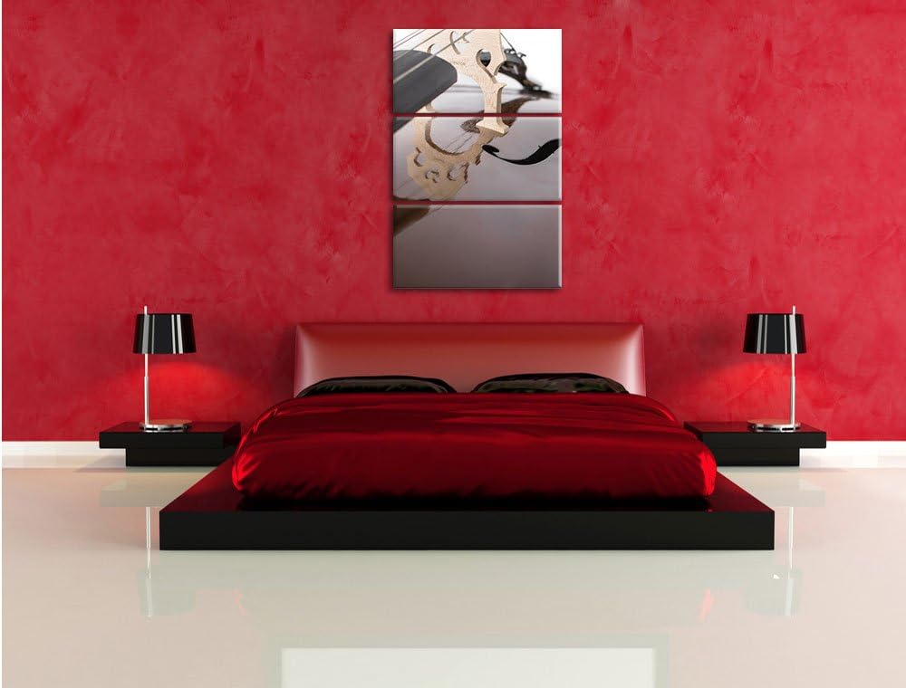 Cello 3-Teiler Leinwandbild 120x80 Bild auf Leinwand, XXL riesige Bilder fertig gerahmt mit Keilrahm