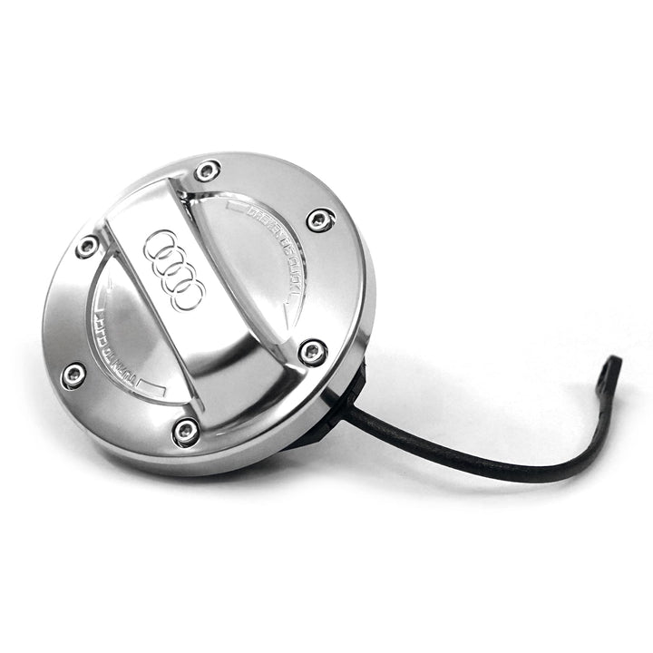 Audi 8Y0071000 Tankdeckel Aluminiumoptik Tankverschluss Deckel Ringe Logo, silber