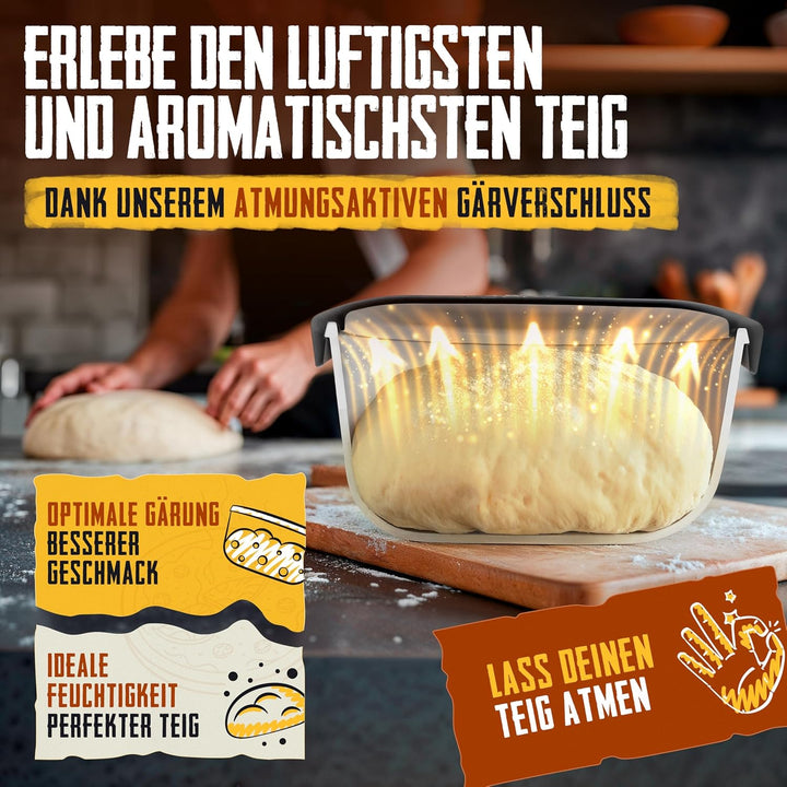 LOEWERK Pizzaballenbox mit Deckel – 4er Set – atmungsaktive Teigbox für perfekten Pizzateig - platzs