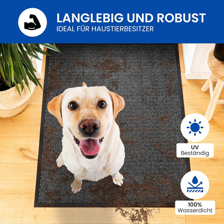 Gentle North Hochwertige Fussmatte grau schwarz 60x90cm gross für Innen & Aussen - Schmutzfangmatte