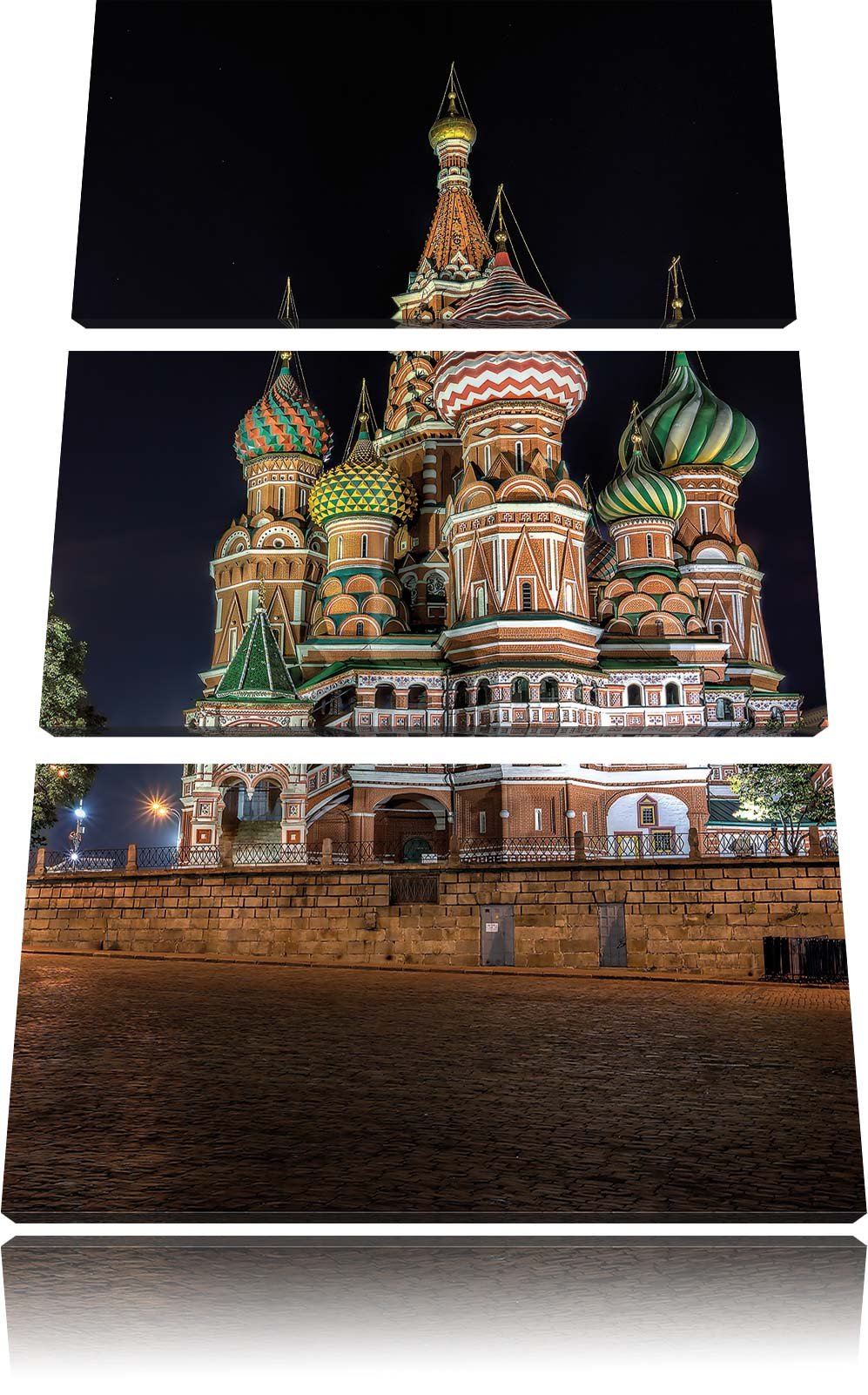 Pixxprint Basilius Kathedrale in Moskau 3-Teiler Leinwandbild 120x80 Bild auf Leinwand
