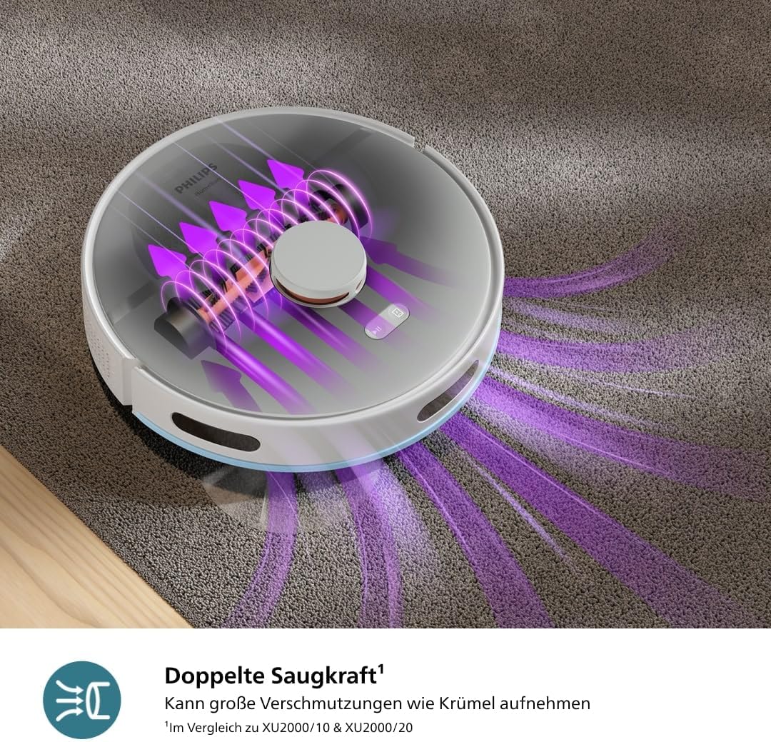 Philips Homerun Serie 2000 2. Gen: 2-in-1 Saug- und Wischroboter, 6.000pa Saugkraft, 130 Minuten Lau