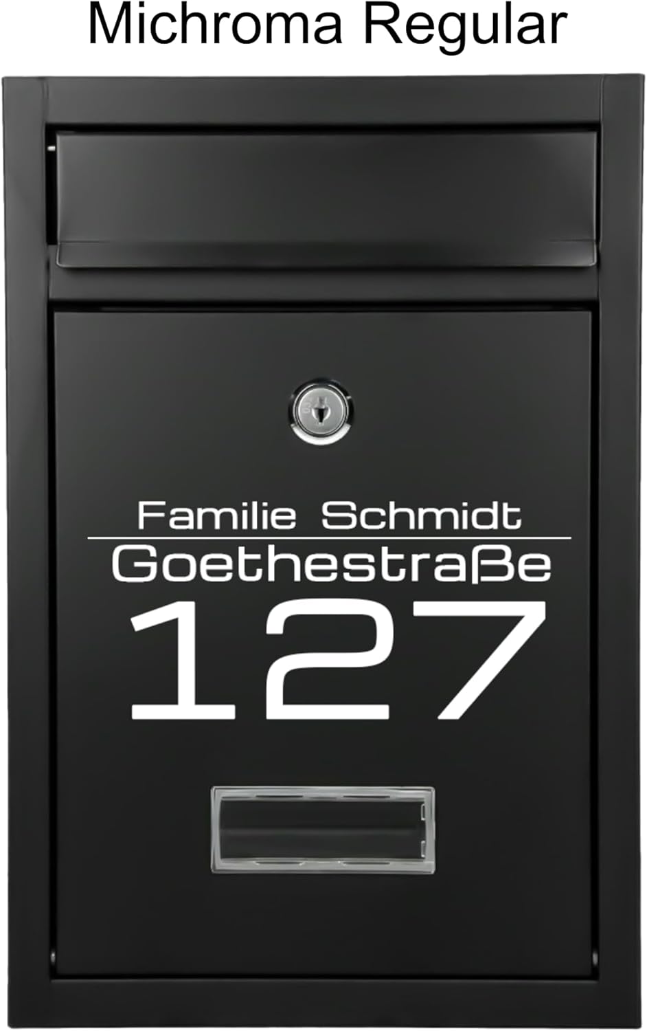 Verda Designer Briefkasten personalisiert 32 x 21,5 x 8,5cm, UV-Farbe, Edelstahl, Postkasten, Wandbr