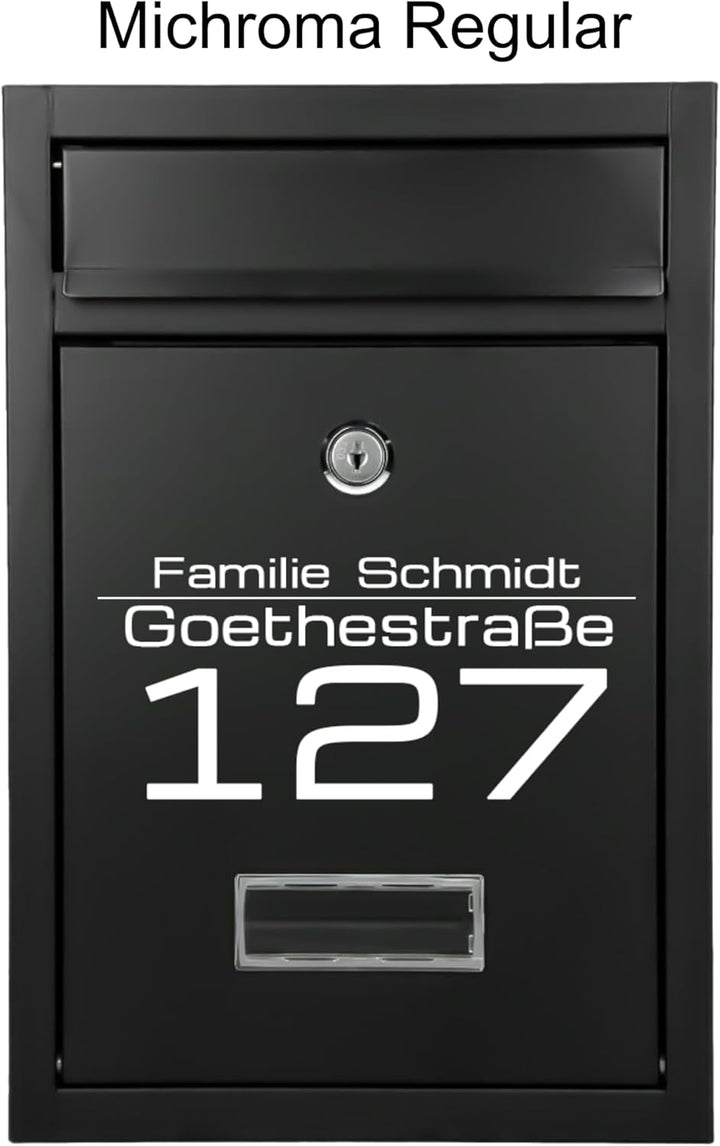 Verda Designer Briefkasten personalisiert 32 x 21,5 x 8,5cm, UV-Farbe, Edelstahl, Postkasten, Wandbr
