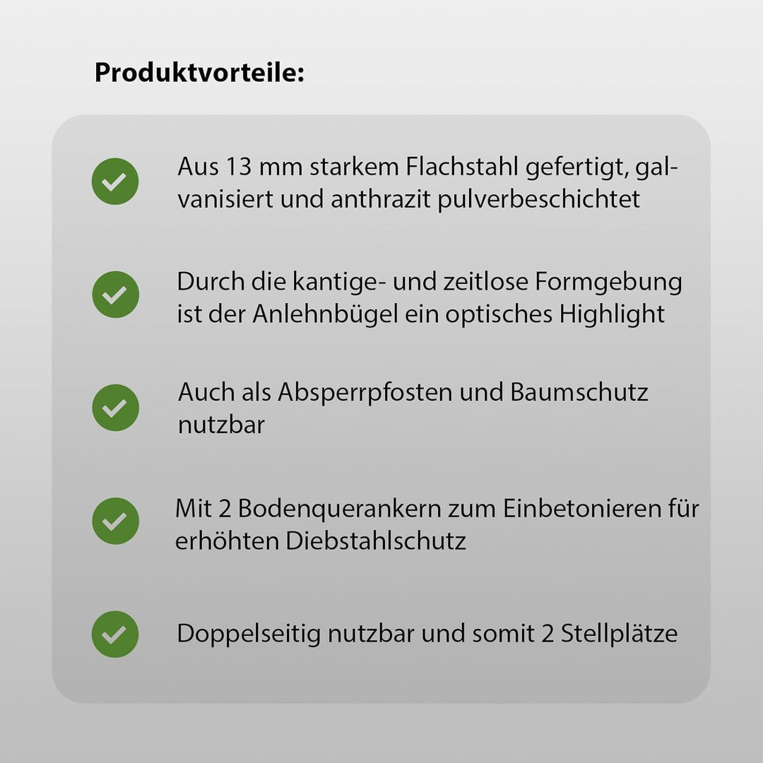 Fahrrad Anlehnbügel zum Einbetonieren aus Flachstahl Fahrradständer Anlehnständer