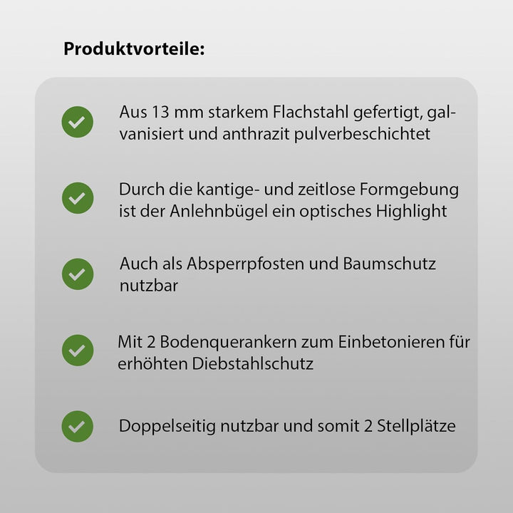 Fahrrad Anlehnbügel zum Einbetonieren aus Flachstahl Fahrradständer Anlehnständer