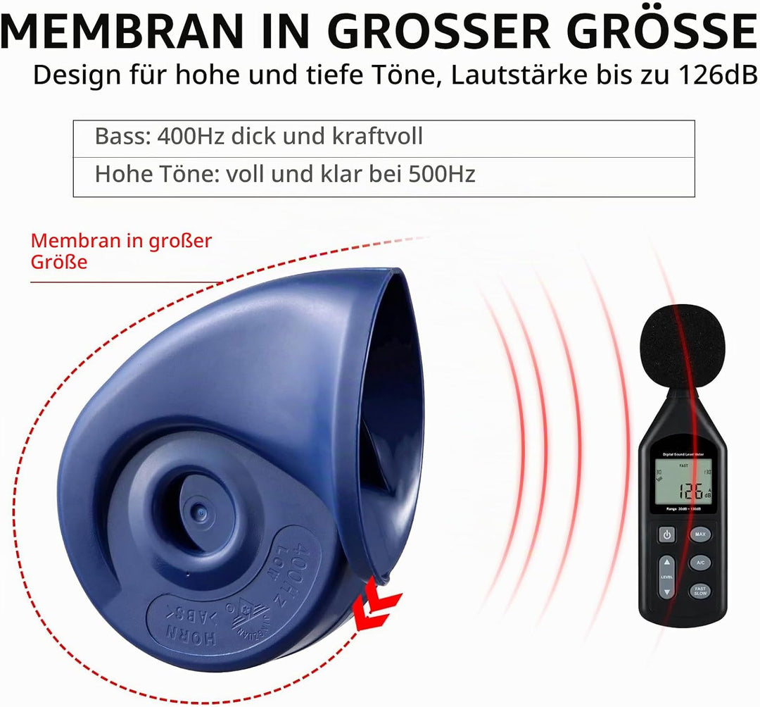 Rupse Hupe Autohupe Laut 120dB Horn Signalhorn für 12v Pkw Lkw Wohnmobile Motorräder Schiffe E-Bikes