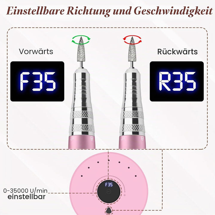 Nagelfräser für Gelnägel 35000 U/Min, Acrylnägel, Maniküre Pediküre set, Nagelfräser Professionelle