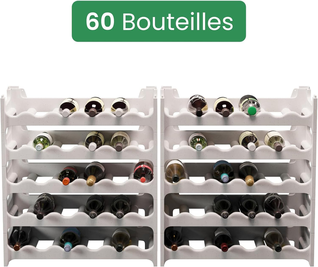 ARTECSIS Weinregal stapelbar Kunststoff für 60 Flaschen, stabiles Flaschenregal in Gastronomie-Quali