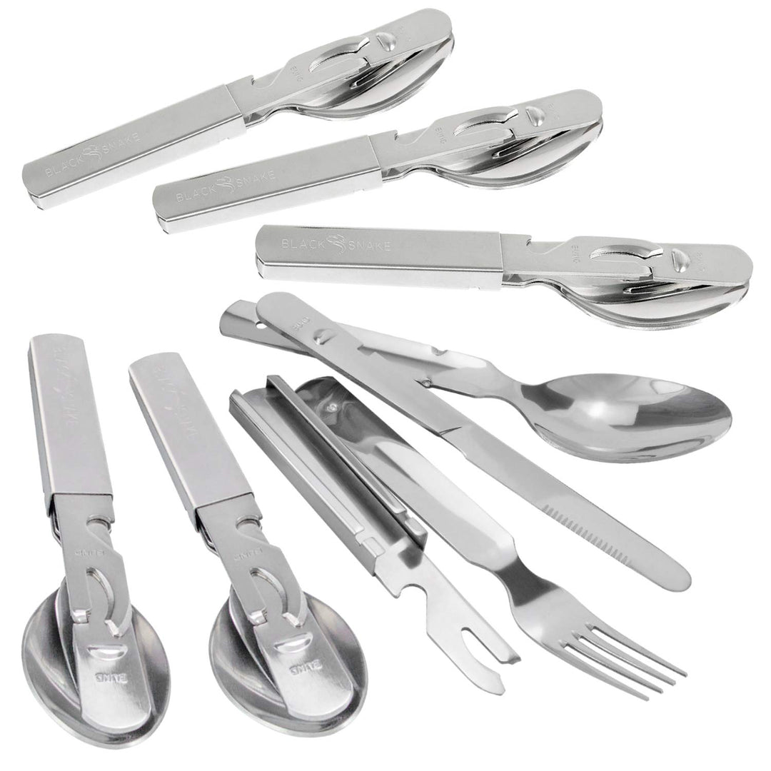 Black Snake Essbesteck 2er 4er oder 6er Set im BW Stil ideales Besteck zum Camping 6 Personen Set, 6