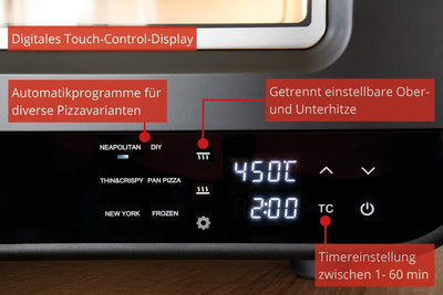 Unold 68815 Pizzaofen Don Luigi - Schwarz, Elektrischer Ofen, 1.700 Watt, rostfreier Edelstahl, bis