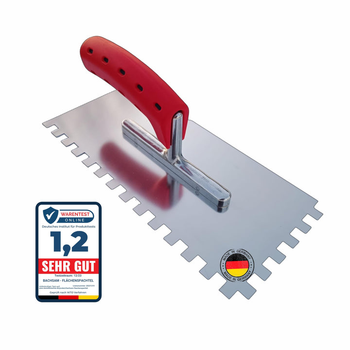 Zahnkelle 10mm, Zahnglättekelle mit Softgriff, rostfreie edelstahl gezahnte Glättekelle, Zahnspachte