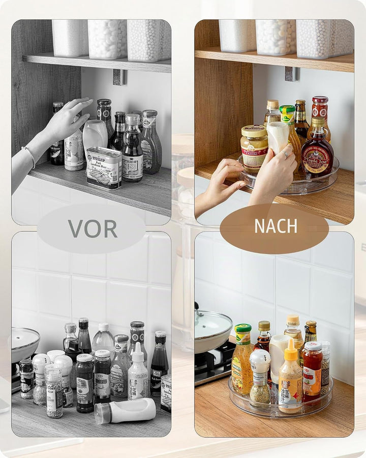 Roninkier Drehteller Organizer Lazy-Susan Gewürzregal - 2 Stück Drehteller Kühlschrank Küche Gewürzh