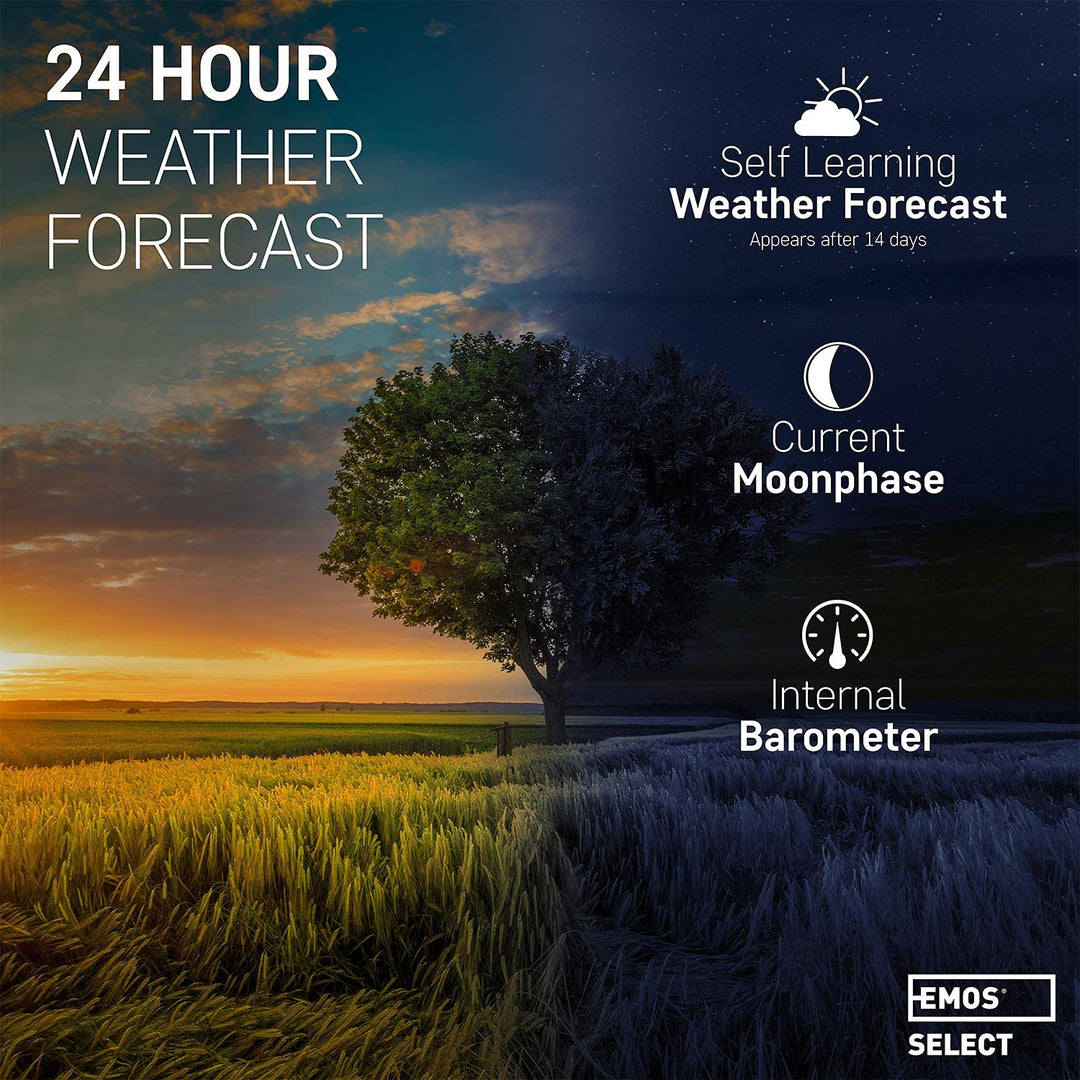 Emos Wetterstation Funk mit Aussensensor, Touchscreen und Farbdisplay, DCF Empfangssignal Funkuhr -