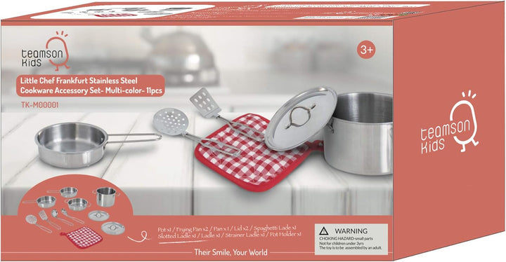 Teamson Kids - Little Chef Frankfurt Edelstahl Kochzubehör-Set - Multi-Color- 11 Stück